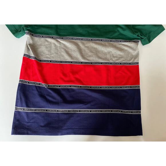 NWT $650 Versace Blue Striped Tailor Fit Cotton Polo Shirt Medium A84992 - Picture 9 of 12